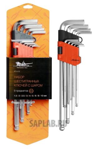 Купить AIRLINE AT915 Набор шестигранных ключей удлинённых с шаром 9 предметов, пласт.подвес AIRLINE