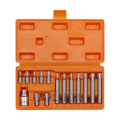 Купить AIRLINE ATB21 Набор бит вставок TORX 3/8 дюйма 30мм и 75мм с держателем бит 1/2 дюйма DR 15 предметов в кейсе